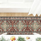 U'Artlines 3' x 18' Boho Hallway Runner Rug, Rust Non Slip Washable Vintage Farmhouse Accent Rug Carpet for Kitchen Entryway Laundry and Living Room (Rust＆Teal)