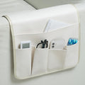 PU Leather Sofa Armrest Organizer, Armchair Magazine Holders, Waterproof Remote Holder for Recliner Couch with 1 Large Pocket, 4 Small Pockets for Magazine, Remote, Phone, Ipad, Books (white)