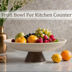 LIN CHUAN Large Decorative Bowl, Modern Resin Pedestal Bowl for Home Decor, Stylish Fruit Bowl for Kitchen Counter, Chic Key Holder for Entry Table, Brown