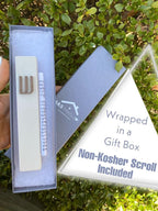 A&S Mezuzot Modern Concrete Mezuzah Case with Scroll, Easy Peel and Stick Mezuza (Ivory+ Wood Shin, 6 Inches)