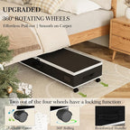 GoMaihe Wrapping Paper Storage with Wheels: Fits 41" Under-bed Gift Wrap Organizer & Container for Christmas Ribbon Accessories | Pockets & Adjustable Dividers | Easy Pull-out | Heavy-duty | Black