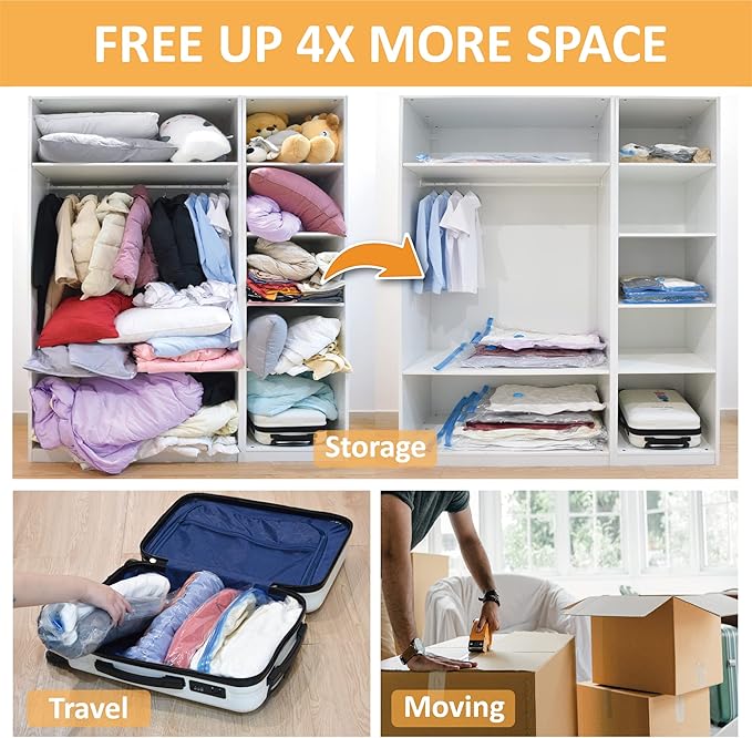 Cozy Essential Vacuum Storage Bags, Compression Space Saver Bags for Clothes, Comforters, Blankets, Pillow, Bedding, Sealer Clothing Storage,10 Jumbo