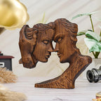 BGCOPPER Wooden Couple Statue, Abstract Couple Sculptures Ornament for Home Decor Women Gift for Anniversary Wedding (10 Inch)