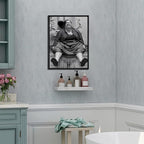 Funny Wall Art Set of 2 - Black Floating Frame Black and White Vintage Humor Bathroom Wall Decor, Dumb And Dumber Movie Posters Art, Bathroom Decor Canvas Wall Art 12x16 in