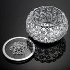 Hipiwe Crystal Jewelry Trinket Box with Glass Lid Silver Mirrored Treasure Box Decorative Jewelry Box Ring Earrings Necklace Storage Keepsake Box Gift for Women