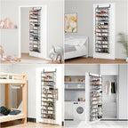 Whitmor 36 Pair Over The Door Shoe Organizer, 12 Tier Hanging Shoe Organizer, Heavy Duty Metal & Mesh Shoe Holder, Hanging Shoe Rack for Closet Organizer, 69"L x 21.7"W x 7.5"H, Matt Gunmetal