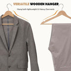 ELONG HOME Solid Wooden Hangers 20 Pack, Wood Suit Hangers with Extra Smooth Finish, Precisely Cut Notches and Chrome Swivel Hook, Clothes Hangers for Shirt Coat Jacket Dress, Natural