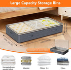 90L Under Bed Storage Containers,4-Pack Closet Organizers and Storage Bins,for Organization and Storage Clothes, Shoes, Blankets & Pillows,Visible Transparent Top Storage Bins with Lids,Black