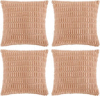 Fancy Homi 4 Packs Decorative Throw Pillow Covers for Living Room Couch Bed, Modern Farmhouse Boho Home Décor Accent Cushion Case, 22" x 22", Peach
