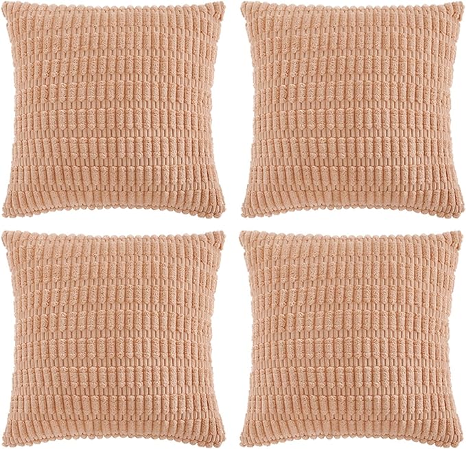 Fancy Homi 4 Packs Decorative Throw Pillow Covers for Living Room Couch Bed, Modern Farmhouse Boho Home Décor Accent Cushion Case, 22" x 22", Peach
