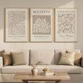 Framed Large Matisse Canvas Wall Art Set of 3, Vintage Neutral Abstract Floral Artwork Prints, Boho Beige Botanical Wall Decor for Living Room, Bedroom, Hallway and Office, Total Size 30x60