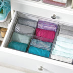 mDesign Plastic 4 Compartment Divided Drawer and Closet Storage Bin - Organizer for Scarves, Socks, Ties Bras, and Underwear - Dress Drawer Organizer, Shelf Organization - 2 Pack - Clear