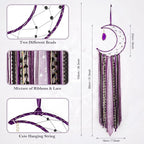 Witchy Crescent Moon Dream Catcher with Purple Agate, Witch Pagan Woven Wall Hanging Dreamcatcher with Light, Gothic Wiccan Hippie Decor with Ornament Decoration Women Gift for Bedroom Christmas