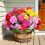 Artificial Geraniums Flowers for Outdoors Spring Decor, 8 Bundles UV Resistant Fake Geraniums Flowers Silk Faux Plants for Home Planter Gardens Table Patio Porch Indoor Summer Cemetery Decor(Color)
