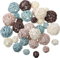 Patelai 36 Pcs Wicker Rattan Balls Decorative Balls for Vase Centerpiece Bowls Orbs Filler for Home Decor,4 Sizes(Blue, Brown, Dark Brown, White,2.8'',2.4'',2'',1.6'')