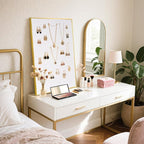 Linen Bulletin Board 30" x 20", White Fabric Pin Board with Gold Aluminum Frame, Decorative Vision Board for Home Office, Bedroom & Dorm Wall Decor, Includes 10 Push Pins