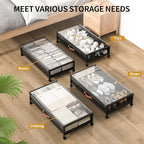 Under Bed Storage Containers with Wheels Large Underbed Shoes Blankets Clothes Toy Storage Drawers for College Dorms Bedrooms Nursery Rooms Organization (Black 2 Pack, 7.5in height(31"x16.6"x7.48"))