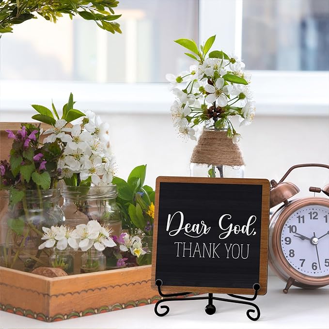 Modern Farmhouse Decor, Home Decor For Living Room, Boho Chic Aesthetic Shelf Decorations, Christian Dear God Sign, Farm House Entryway Tv Stand Fireplace Coffee Table Decoration (02)