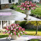 Artificial Fake Flowers for Outdoors Spring Decoration 2 Bundles Faux Flowers Plants for Outdoor Planters UV Resistant Silk Realistic Flowers for Outside Home Garden Front Porch Patio Décor