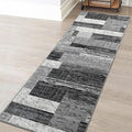 FlyDOIT Modern Geometric Patchwork Area Rug, 2.7x8 Grey Runner Rugs for Living Room, Rockwood Collection Indoor Rugs for Bedroom, Throw Carpet Floor Decor for Entryway Dining Room Office Nursery