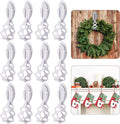 12 Pcs Christmas Ties Wreath Holder - 8.5" Adhesive Silicone Hangers - Stretchable Adhesive Straps Stocking Holder for Garland Mantle Stairways Decoration