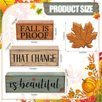 Lineshading 4 Pcs Fall Decoration for Home Wooden Maple Leaf Stacked Decor Thanksgiving Table Centerpiece Fall Tiered Tray Decor Rustic Decorative Maple Leaf Block Signs Autumn Decoration for Kitchen