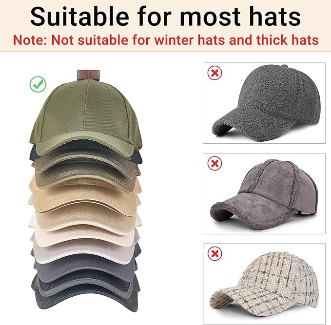 Mkono Hat Organizer for Baseball Caps, Hat Rack for Wall Hold Up to 10 Hats, Hat Holder On Wall Ball caps Storage Organizer Display for Door, Closet, Entryroom, Laundry Cap Organization