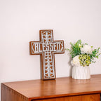 Wall Wooden Cross Christians Spiritual Religious Gifts With Hook on Hanging Wall Or Table With Blessed For Church Home Room Decoration For Christmas (Iron Blessed)