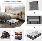 Onlyeasy 4 Pack Under Bed Clothes Storage Bags Organizer with Reinforced Handles and Zippers, Foldable Underbed Storage Container Bags for Blankets, Comforters, Bedding, Linen-like Black, MXAUBBP4