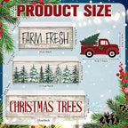 Lineshading 4 Pcs Christmas Decor Wooden Red Truck Winter Tiered Tray Decor Rustic Merry Christmas Table Centerpiece Wood Red Truck Block Sign Gift Farmhouse for Home Kitchen Tabletop Office Shelf