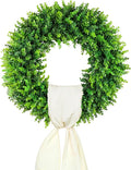 DDHS 20'' Boxwood Wreaths Front Door Artificial Spring Wreath. Wreaths for Front Door Farmhouse Wedding Green Year Round Indoor Outdoor for Summer Wreath St Patricks Day Decorations -(Hello Sign)