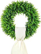DDHS 20'' Boxwood Wreaths Front Door Artificial Spring Wreath. Wreaths for Front Door Farmhouse Wedding Green Year Round Indoor Outdoor for Summer Wreath St Patricks Day Decorations -(Hello Sign)