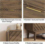 Shoe Storage Cabinet with Hand-Carved Raised Embossed 2 Flip Drawers,Slim Shoe Rack Cabinet, Narrow Shoe Cabinet Storage for Entryway Entrance, Freestanding Shoe Organizer Cabinet (Walnut)
