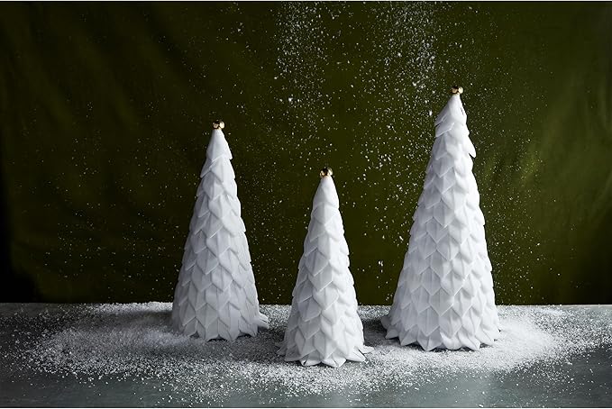 Mud Pie White Velvet Tree Sitters; Small 10" x 4" Dia | Large 12" x 5" Dia | Large 14" x 5 1/2" Dia