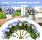 6 Pcs Artificial Petunia Flowers for Outdoor, Fake Spring Petunias Faux Silk Flowers for Outdoors UV Resistant Plants for Planters Garden Porch Patio Window Box Indoor Table Decor(White Blue)