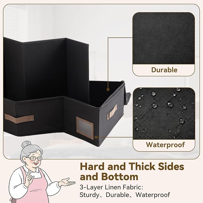 GRANNY SAYS 6.5-Inch Foldable Underbed Storage Box with Lid, Sturdy Frabic Organizer with Reinforced Bottom for Clothes, Shoes, Low-Profile Underbed Container for Bedroom, Closet,2 Pack, Black