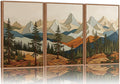 SIGNINART Vintage Mountains Framed Canvas Wall Art, Wooden Forest Wall Decor, Green Wood Pine Trees Wilderness Artwork, Natural Ridge Landscape Art Paintings for Living Room Bedroom Office 24"x36"x3