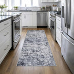 Washable Area Rug 3x8 Entryway Rug: Washable Modern Abstract Soft Thin Rug Indoor Floor No Slip Stain Resistant Carpet for Bedroom Dining Room Farmhouse Nursery Home Office - Grey