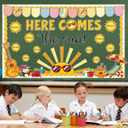 Summer Shine Bright Sun Bulletin Board Set Here Comes The Sun Paper Cutouts Classroom Decorations Tropical Beach Name Tags for Teacher Back to School Nursery Chalkboard Home Wall Door Decor Supplies