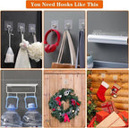 Big Wreath Hangers for Front Door,Large Clear Wreath-Door-Hanger-Easter-Christmas-Halloween-Decorations,60lb Over-The-Door-Hooks Glass Door,Adhesive Wall-Hooks for Hanging Wreath Home-Decor (10)