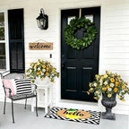 Artificial Fake Petunia Flowers for Outdoor Decoration, 2PCS Faux Silk Petunias Flower for Spring UV Resistant No Fade Realistic Plants for Garden Balcony Yard Porch Indoor Decor(Yellow White)