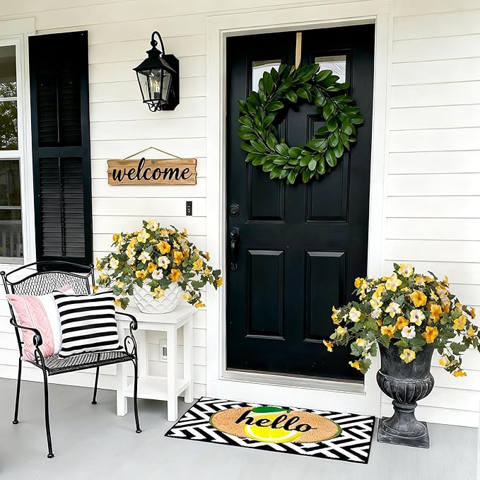 Artificial Fake Petunia Flowers for Outdoor Decoration, 2PCS Faux Silk Petunias Flower for Spring UV Resistant No Fade Realistic Plants for Garden Balcony Yard Porch Indoor Decor(Yellow White)