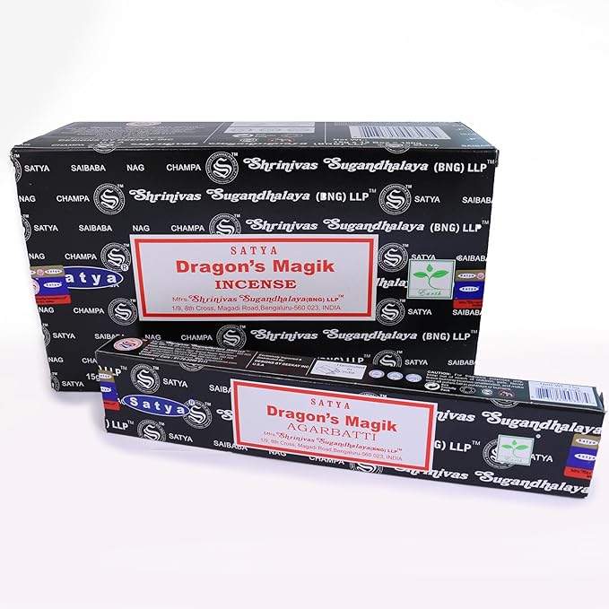Nag Champa Incense Stick Packs - Hand Rolled & Non-Toxic - Perfect for Meditation and Yoga - Home Fragrance Gift Pack - 15g, Set of 12 Packs (Dragon's Magik)