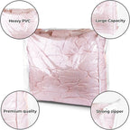 Set of 2 Zippered Vinyl Storage Bag, 24x20x11 Inch, Clothes Bag Organizer, Space Saver PVC Comforter Clear Storage Bags for Blanket