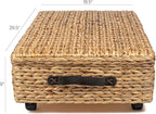 happimess BSK1006A 26.38" Chett Minimalist Hand-Woven Hyacinth/Wood Underbed Storage Bin with Wheels and Handles for Storage and Decoration in Bathroom, Bedroom, Closet, Entryway, Guest Room, Natural