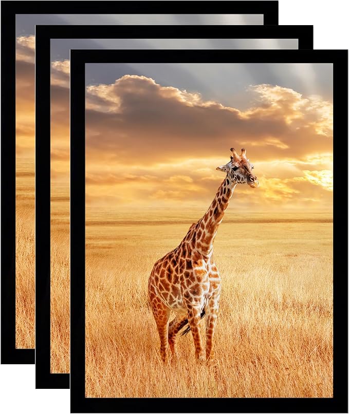 12x15 Picture Frame Black Set of 3,Wooden Frame 12x15 Wall Gallery Poster Photo frame with Durable Shatter Resistant Plexiglass for Wall Mounting Family -friend- wedding best gift