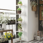 SUNMORY 5 Tier Corner Shelf Stand, Industrial 65" Corner Shelves Display Shelf for Living Room Decor, Wall Corner Bookshelf Multi Unit Organizer, Tall Shelf Plant Stand for Bedroom, Bathroom, White