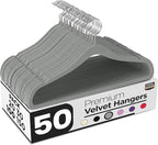 Utopia Home Velvet Hangers 50 Pack – Luxury Non-Slip Slim Pant & Coat Hangers, Strong Space-Saving Clothes Hangers with Pants Bar and 360° Swivel Hook – Grey