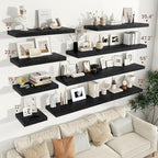 Vivelove 2 inch Thick Floating Shelves for Wall 48 Inches Long, 12" Deep Wall Shelves, for Bedroom, Bathroom, Living Room, Kitchen, Office, Modern Home Decor, 48" X 12" X 2", Set of 2, Black