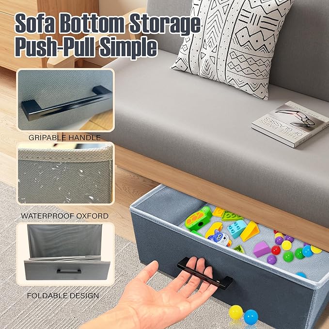 Under Couch Storage, 2 Pack Under Bed Containers, Foldable Under Sofa Storage keeps things out, Under Couch Storage Box for Toys, Blocks, Puzzles, Plush Dolls, Books (23.62 * 15.75 * 5.51in)